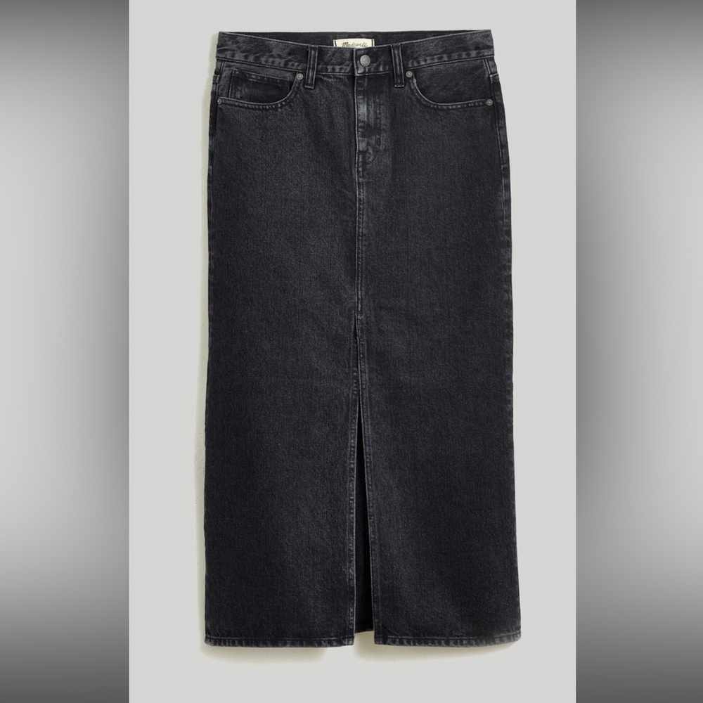 Denim Mid-Rise Maxi Skirt in Lunar Wash 29